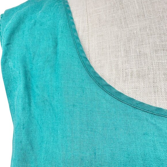 Silk Club Tank Top Womens 3X Teal Green Washable Linen Lightweight Sleeveless - Picture 6 of 8